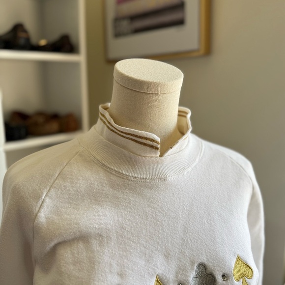 Apple Apparel White Gold Card Suit Embroidered Women's Sweatshirt Size XL - Picture 4 of 4